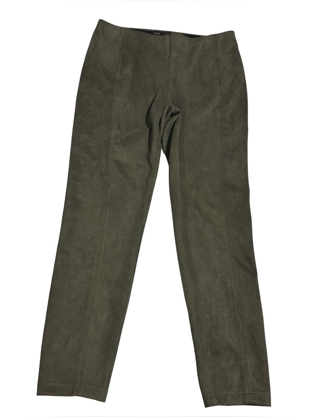 Peace of Cloth Faux Suede Pants Womens Sz L Olive Green Chantal Legging Pants